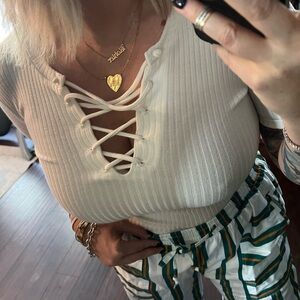REFORMATION lace up tee